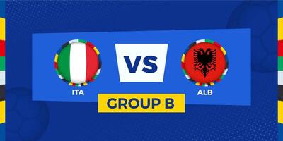 Italien vs. Albanien Fußball Spiel auf Gruppe Bühne. Fußball Wettbewerb Illustration auf Sport Hintergrund. vektor