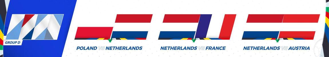 Niederlande Fußball Mannschaft Spiele im Gruppe d von International Fußball Turnier 2024. vektor
