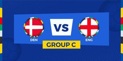 Dänemark vs. England Fußball Spiel auf Gruppe Bühne. Fußball Wettbewerb Illustration auf Sport Hintergrund. vektor