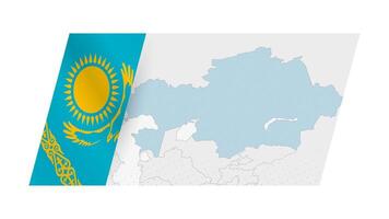 Kasachstan Karte im modern Stil mit Flagge von Kasachstan auf links Seite. vektor