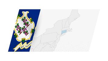 Connecticut Karte im modern Stil mit Flagge von Connecticut auf links Seite. vektor