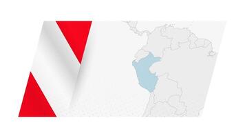 peru Karta i modern stil med flagga av peru på vänster sida. vektor