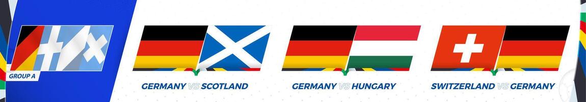 Tyskland fotboll team spel i grupp en av internationell fotboll turnering 2024. vektor