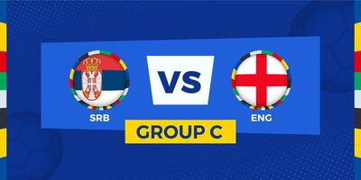 Serbien vs. England Fußball Spiel auf Gruppe Bühne. Fußball Wettbewerb Illustration auf Sport Hintergrund. vektor