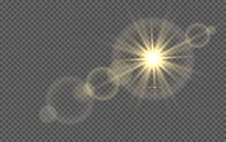 effekt gnistrande stjärnor ljus brista explosion, flimmer och blinkande lampor. samling av annorlunda ljus effekter på svart bakgrund. transparent lins bloss och belysning effekter. design. vektor