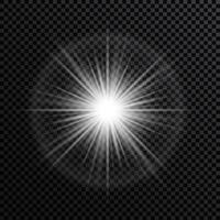 bewirken funkelnd Sterne Licht platzen Explosion, flackern und blinkt Beleuchtung. Sammlung von anders Licht Auswirkungen auf schwarz Hintergrund. transparent Linse Fackeln und Beleuchtung Auswirkungen. Design. vektor