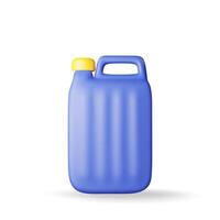 3d Flasche mit Flüssigkeit Waschmittel isoliert. machen Kanister Symbol mit Reiniger oder Geschirrspülen. Plastik Flasche mit Spender zum Reinigung Produkte. vektor
