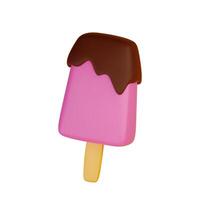 Obst Eisbecher Eis Sahne auf Holz Stock, nieselt mit Schokolade Sirup isoliert auf Weiß Hintergrund. 3d Illustration vektor