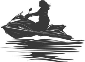 Silhouette Fett Frau Reiten Jet Ski voll Körper schwarz Farbe nur vektor