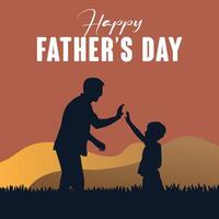 glücklich Väter Tag Papa und Sohn schön Silhouette Sonnenuntergang Szene Poster Design Illustration. vektor