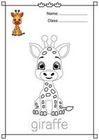 süß Giraffe Rückverfolgung und Färbung Arbeitsblatt zum Kinder vektor