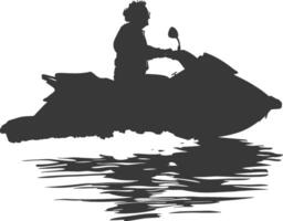 Silhouette Alten Frau Reiten Jet Ski voll Körper schwarz Farbe nur vektor