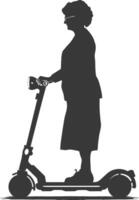 Silhouette Alten Frau Reiten Hoverboard voll Körper schwarz Farbe nur vektor