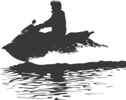 Silhouette Alten Frau Reiten Jet Ski voll Körper schwarz Farbe nur vektor