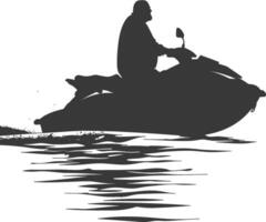 Silhouette Fett Alten Mann Reiten Jet Ski voll Körper schwarz Farbe nur vektor