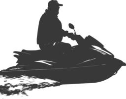 Silhouette Fett Alten Mann Reiten Jet Ski voll Körper schwarz Farbe nur vektor