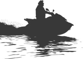 Silhouette Fett Alten Mann Reiten Jet Ski voll Körper schwarz Farbe nur vektor