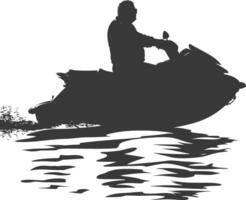 Silhouette Fett Alten Mann Reiten Jet Ski voll Körper schwarz Farbe nur vektor