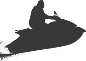 Silhouette Fett Alten Mann Reiten Jet Ski voll Körper schwarz Farbe nur vektor