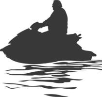 Silhouette Fett Alten Mann Reiten Jet Ski voll Körper schwarz Farbe nur vektor