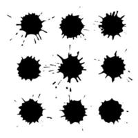 schmutzige Kunst handgezeichnete Grunge-Blots-Set isoliert auf weißem Hintergrund. Tintenflecken für abstrakte Hintergründe und Texturen. vektor