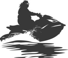 Silhouette Fett Alten Frau Reiten Jet Ski voll Körper schwarz Farbe nur vektor