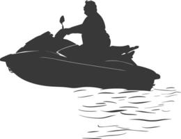 Silhouette Fett Alten Frau Reiten Jet Ski voll Körper schwarz Farbe nur vektor