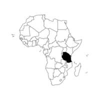 isoliert Illustration mit afrikanisch Kontinent mit Grenzen von alle Zustände. schwarz Gliederung politisch Karte von Tansania. Weiß Hintergrund. vektor