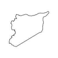 isolerat förenklad illustration ikon med svart linje silhuett av syrien Karta. vit bakgrund vektor