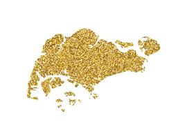 isolerat illustration med förenklad singapore Karta. dekorerad förbi skinande guld glitter textur. ny år och jul högtider dekoration för hälsning kort. vektor
