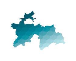 isoliert Illustration Symbol mit vereinfacht Blau Silhouette von Tadschikistan Karte. polygonal geometrisch Stil. Weiß Hintergrund. vektor