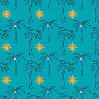 Sommer- Sonne Palme Bäume nahtlos Muster Design vektor