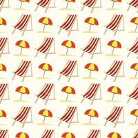 rot und Weiß hölzern Stühle und Strand Regenschirm nahtlos Muster vektor