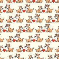 härlig welsh corgi sömlös mönster design vektor