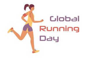 Design zum Welt Laufen Tag 2 Juni. ein Urlaub entworfen zu anlocken Menschen zu Joggen - - wie einer von das am einfachsten und die meisten zugänglich Sport Das beitragen zu Aufrechterhaltung ein gesund Lebensstil. vektor