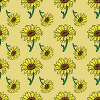Sonnenblumen und Blätter nahtlos Muster Design vektor