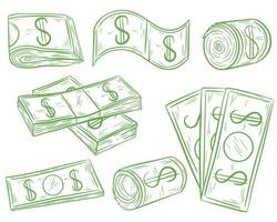 handgezeichnete Set Geld Vektor-Illustration vektor