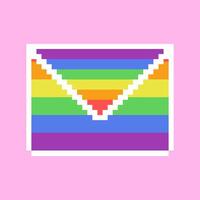 lgbt Stolz Monat. Umschlag. Regenbogen Farben. lgbtq Flagge. Pixel Kunst. vektor