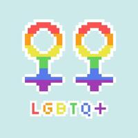 lgbt Stolz Monat. Geschlecht unterzeichnen. Regenbogen Farben. lgbtq Flagge. Pixel Kunst. vektor