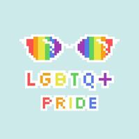 lgbt Stolz Monat. Sonnenbrille. Regenbogen Farben. lgbtq Flagge. Pixel Kunst. vektor