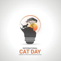 International Katze Tag crative Anzeigen Design. Katze Tag Pose Symbol isoliert auf Vorlage zum Hintergrund. Katze Tag Poster, . Illustration, August 8. wichtig Tag vektor