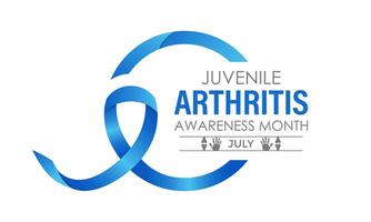 Illustration jugendlich Arthritis Bewusstsein Monat ist beobachtete jeder Jahr im Juli. das wichtig Symptome von das Krankheiten Joint Schwellung und Schmerz. Banner Poster, Flyer und Hintergrund Design. vektor