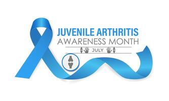 Illustration jugendlich Arthritis Bewusstsein Monat ist beobachtete jeder Jahr im Juli. das wichtig Symptome von das Krankheiten Joint Schwellung und Schmerz. Banner Poster, Flyer und Hintergrund Design. vektor