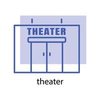 Symbol für Theatergebäude. Das Symbol kann für Anwendungssymbole, Websymbole, Infografiken, bearbeitbare Striche verwendet werden. Designvorlagenvektor vektor