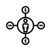 Menschen Liniensymbol mit Dollar. Geschäftssymbol. einfache Abbildung. editierbarer Strich. Designvorlagenvektor vektor