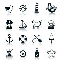 Nautische Icons schwarz vektor