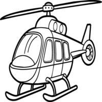 Hubschrauber Färbung Seite Weiß Hintergrund schwarz Linie Kunst vektor