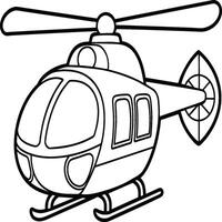 Hubschrauber Färbung Seite Weiß Hintergrund schwarz Linie Kunst vektor