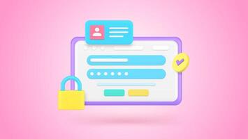 personlig data säkerhet webb tillgång Lösenord skydd internet browser låsa 3d ikon realistisk vektor