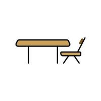 Tisch- und Stuhlsymbol. lineares Farbstildesign. Designvektor vektor
